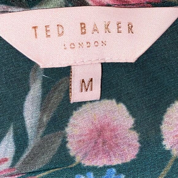 Ted Baker Green Floral Plunge Knot Twist Front Cover Up Beach Pool Dress Medium - Picture 5 of 6